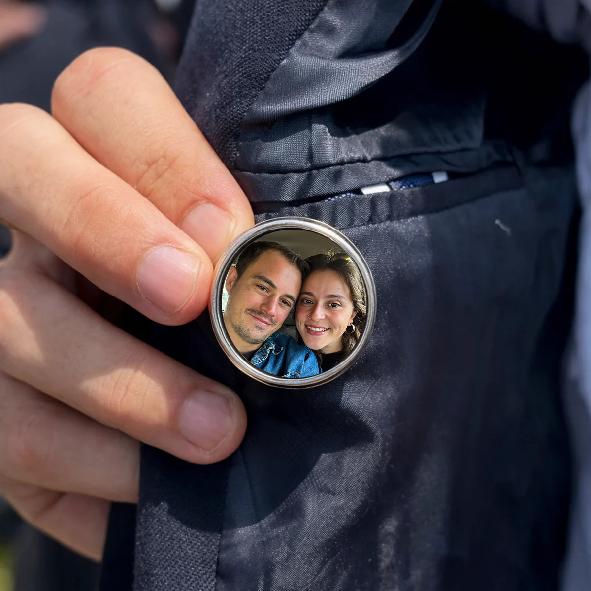 Custom Photo In Loving Memory Wedding Memorial Lapel Pin - Gift for Wedding Day, Groom Gifts HO82 901862