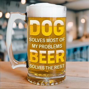 Custom Photo Best Dog Dad Ever Dog Father Print Glass Beer Mug HO82 893682