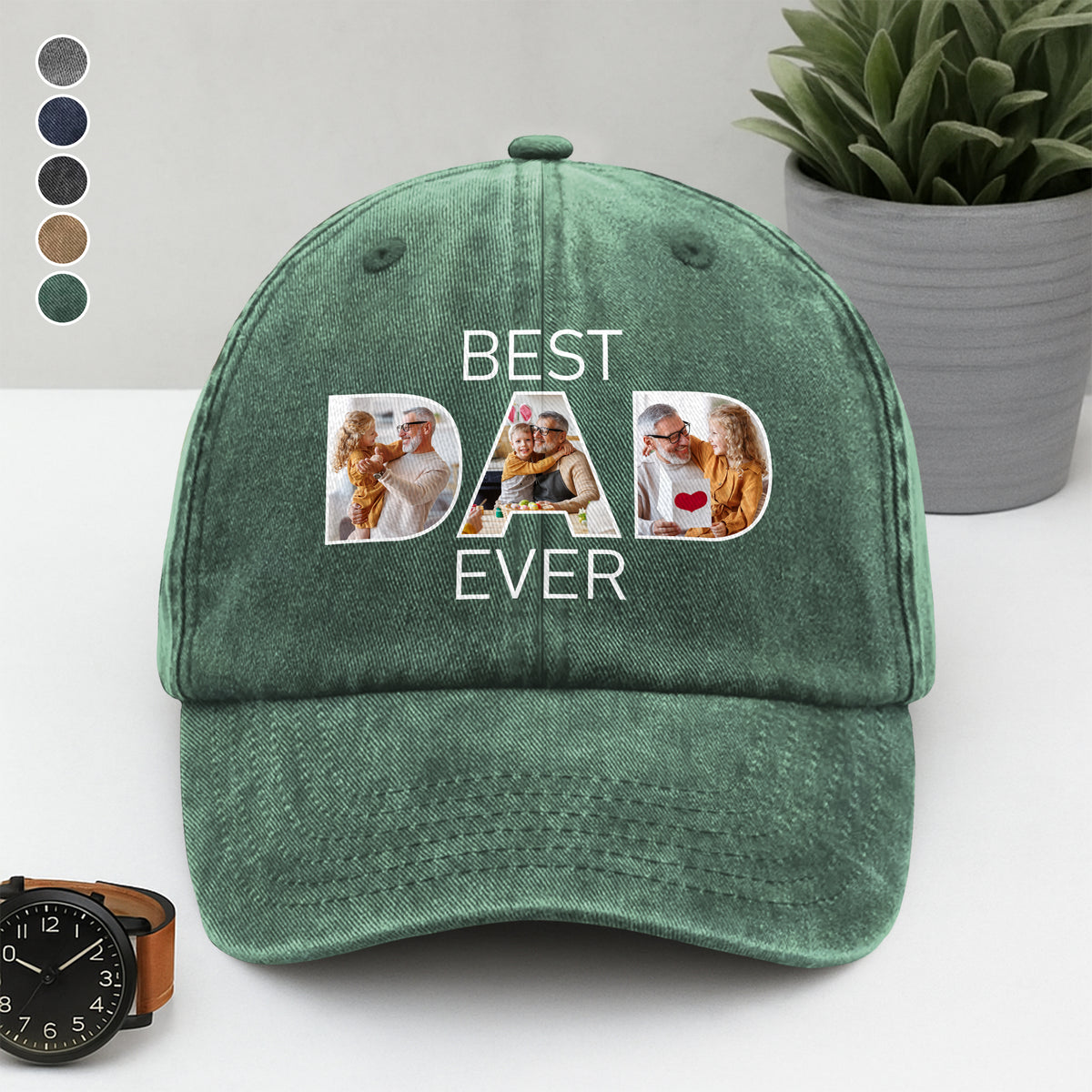 Custom Photo Best Dad Ever Washed Baseball Denim Cap TH10 894423