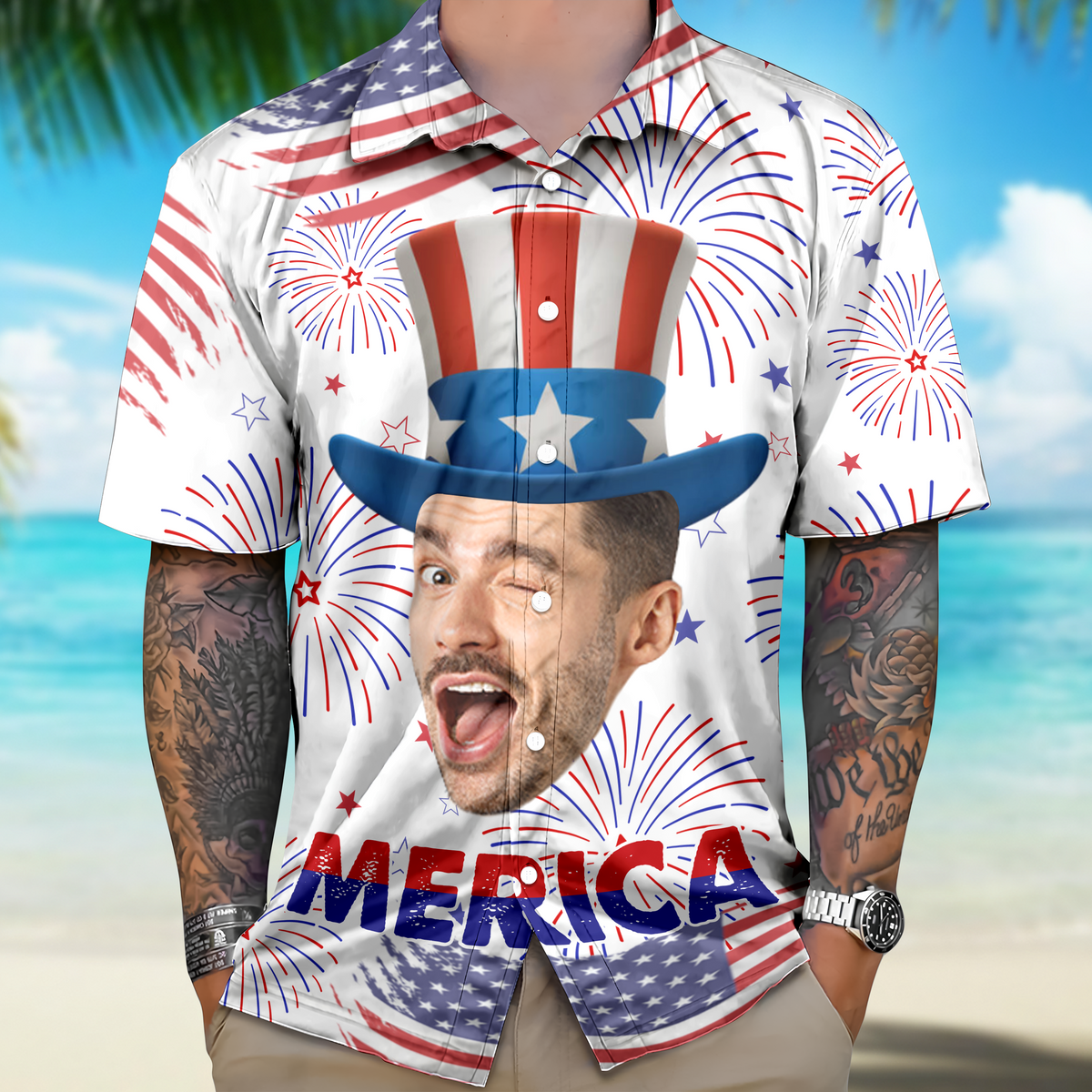 Custom Face Photo Independence Day American Hawaii Shirt TH10 892755