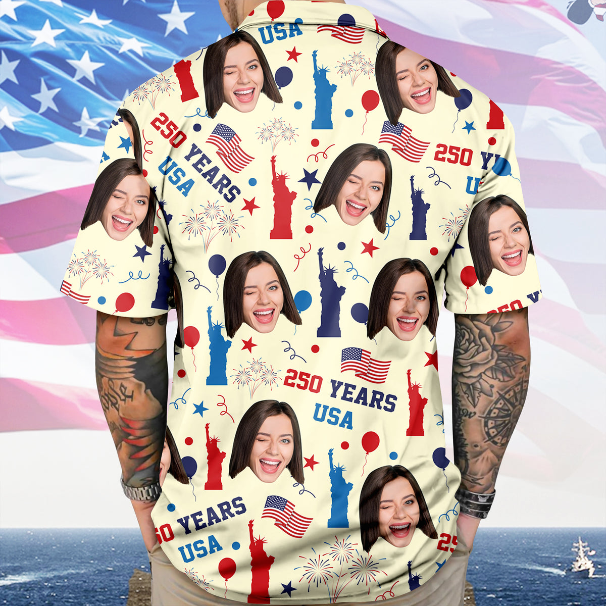 Custom Face Photo 250 Years USA Hawaiian Shirt Patriotic Summer Gift LM32 668907