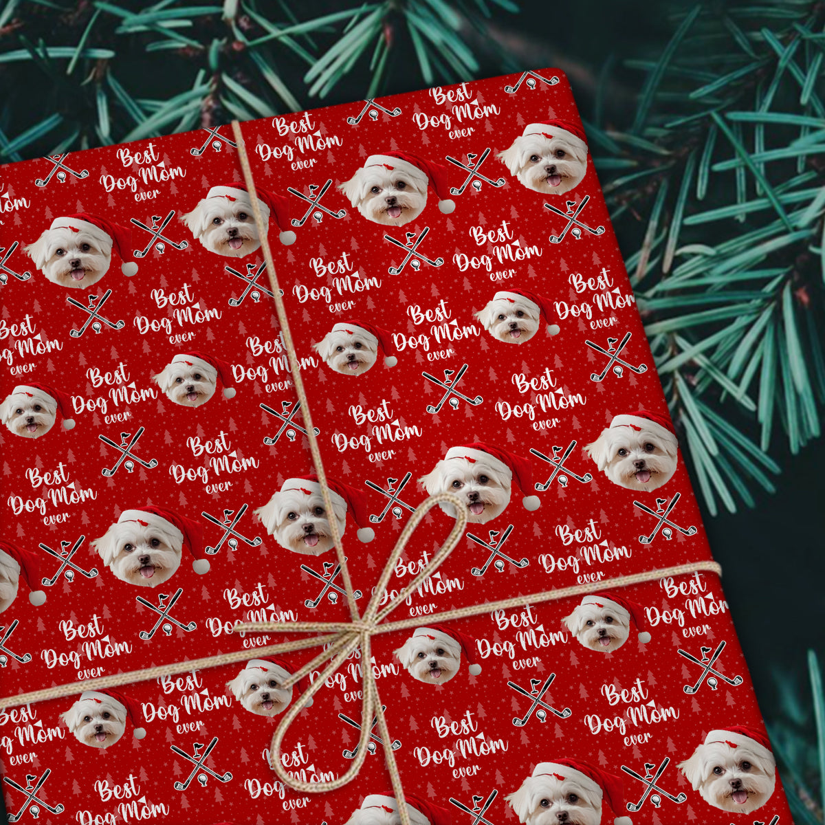 Custom Pet Photo Best Dog Dad Ever Wrapping Paper For Golf Loving LM32 893829