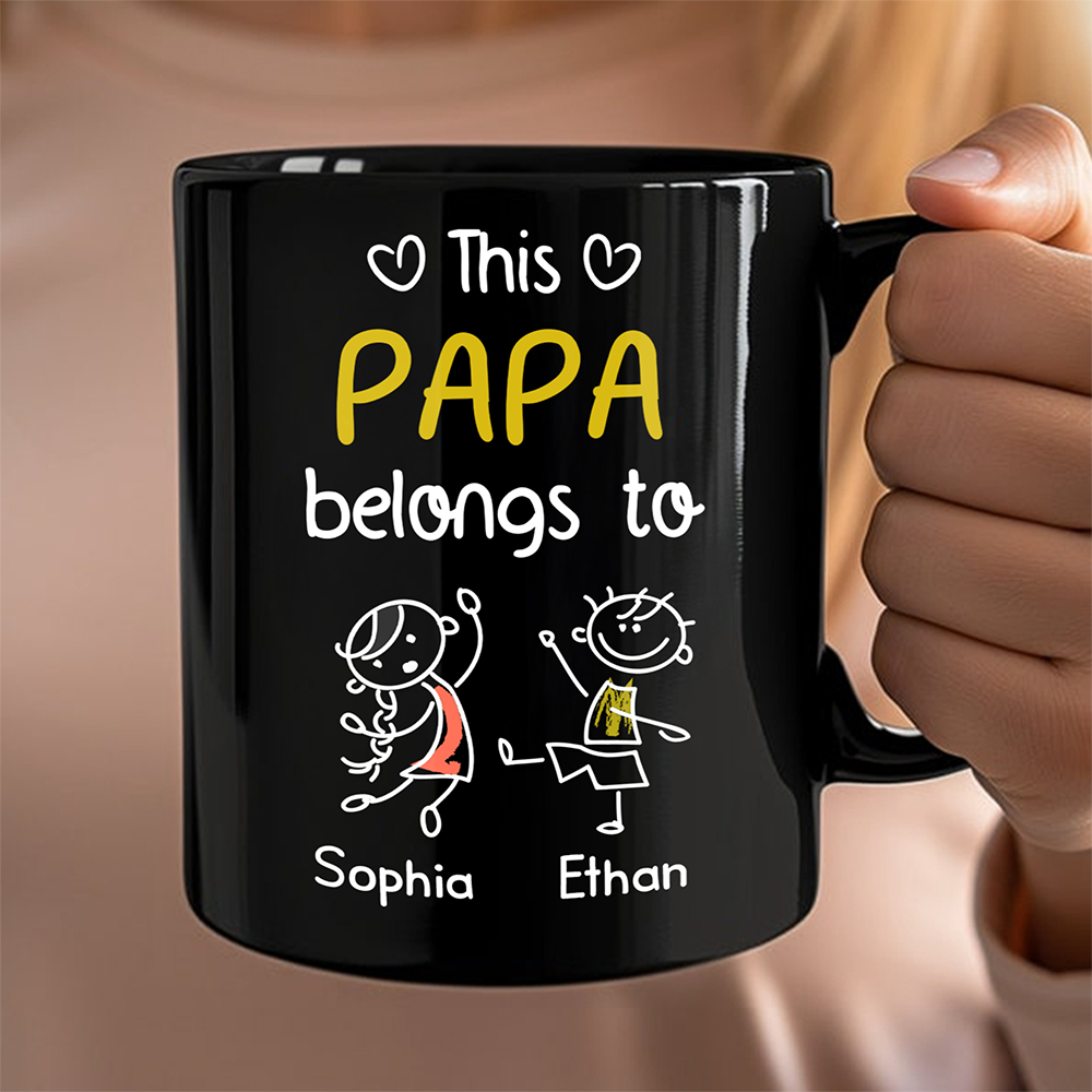 Personalized This Papa Belongs To Us Black Mug Gift For Father’s Day HA75 921444