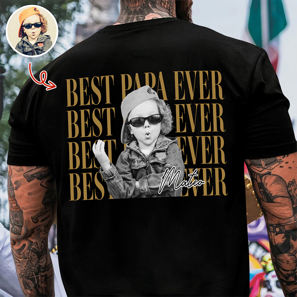 Personalized Vintage Photo Best Dad Mom Ever Back Shirt HA75 921438