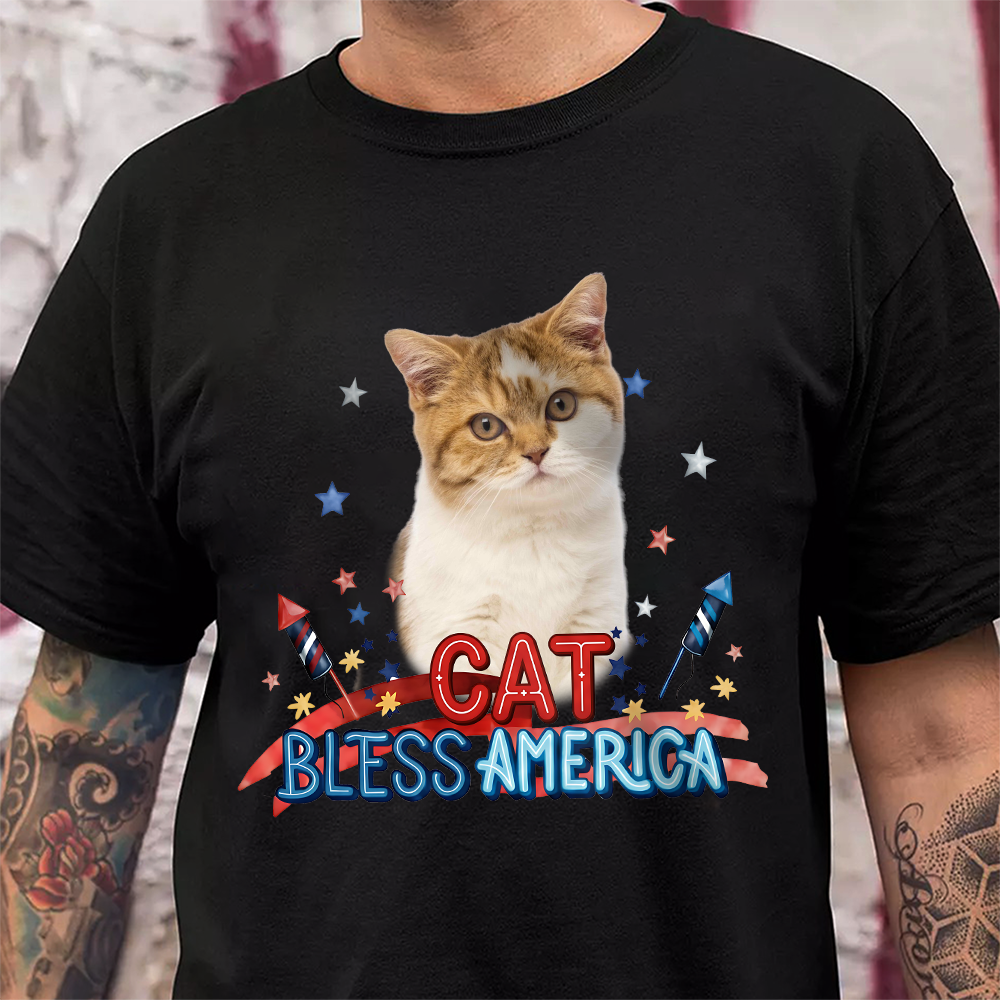 Custom Photo Dog Bless America Dark Shirt HO82 902844