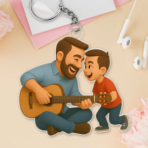 Custom Photo Dad And Kid - Photo Figure Acrylic Keychain Father's Day Gift HA75 892376