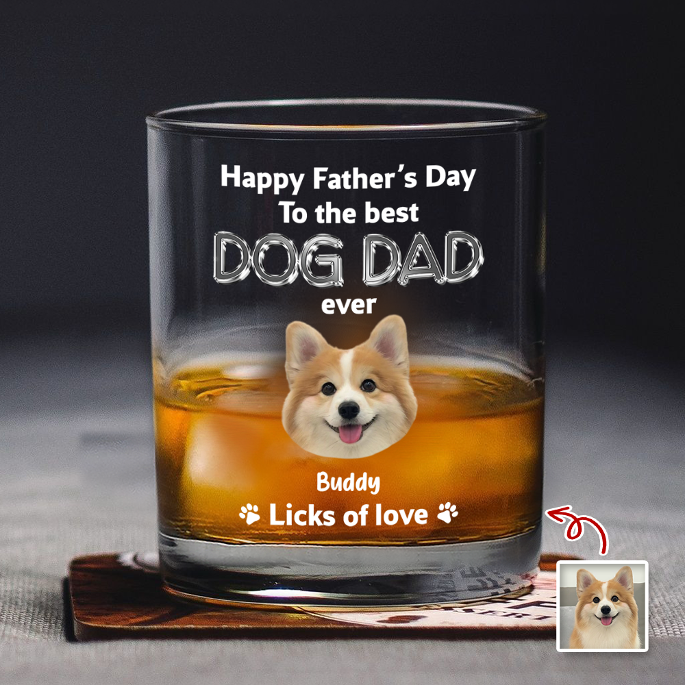 Custom Photo Happy Father's Day To The Best Dog Dad Ever Rock Glass HA75 921388