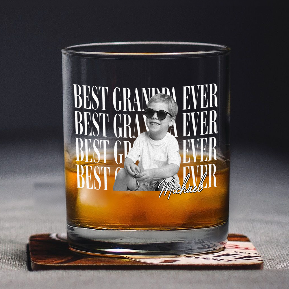 Personalized Vintage Photo Best Dad Mom Ever Whiskey Glass CH07 911518