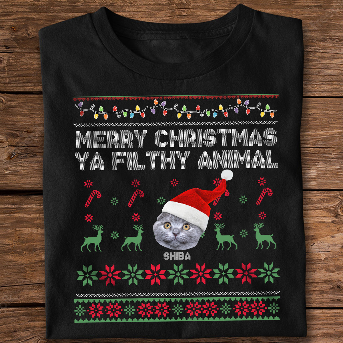 Custom Photo Merry Christmas Ya Filthy Animal Personalized Dark Shirt HO82 894548