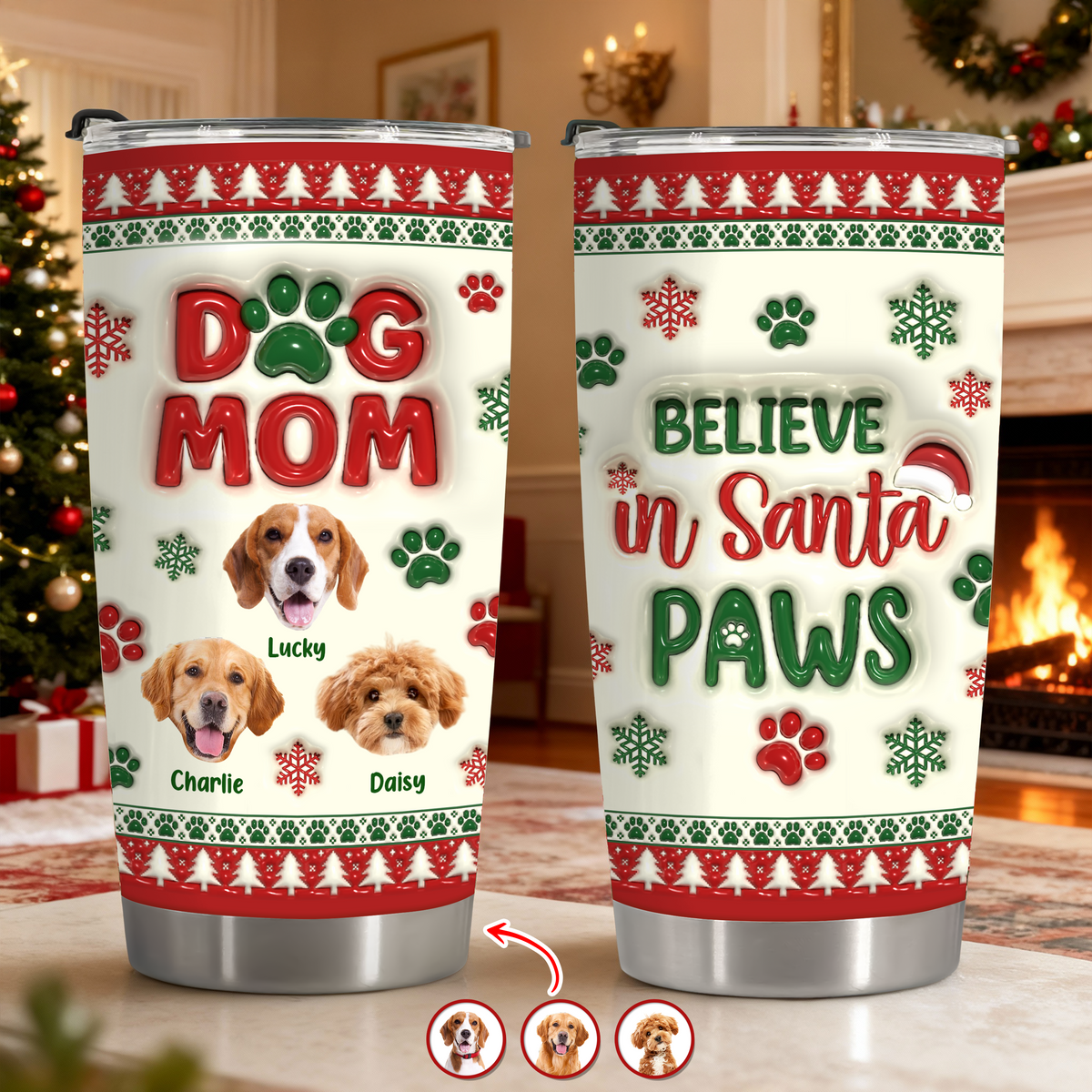 Dog Mom Christmas – Personalized 3D Inflated Effect Tumbler  Gifts For Dog Lovers CH07 896890