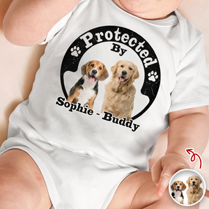 Protected By Human Dog Photo Ver 2 - Personalized Baby Onesie LM32 895019