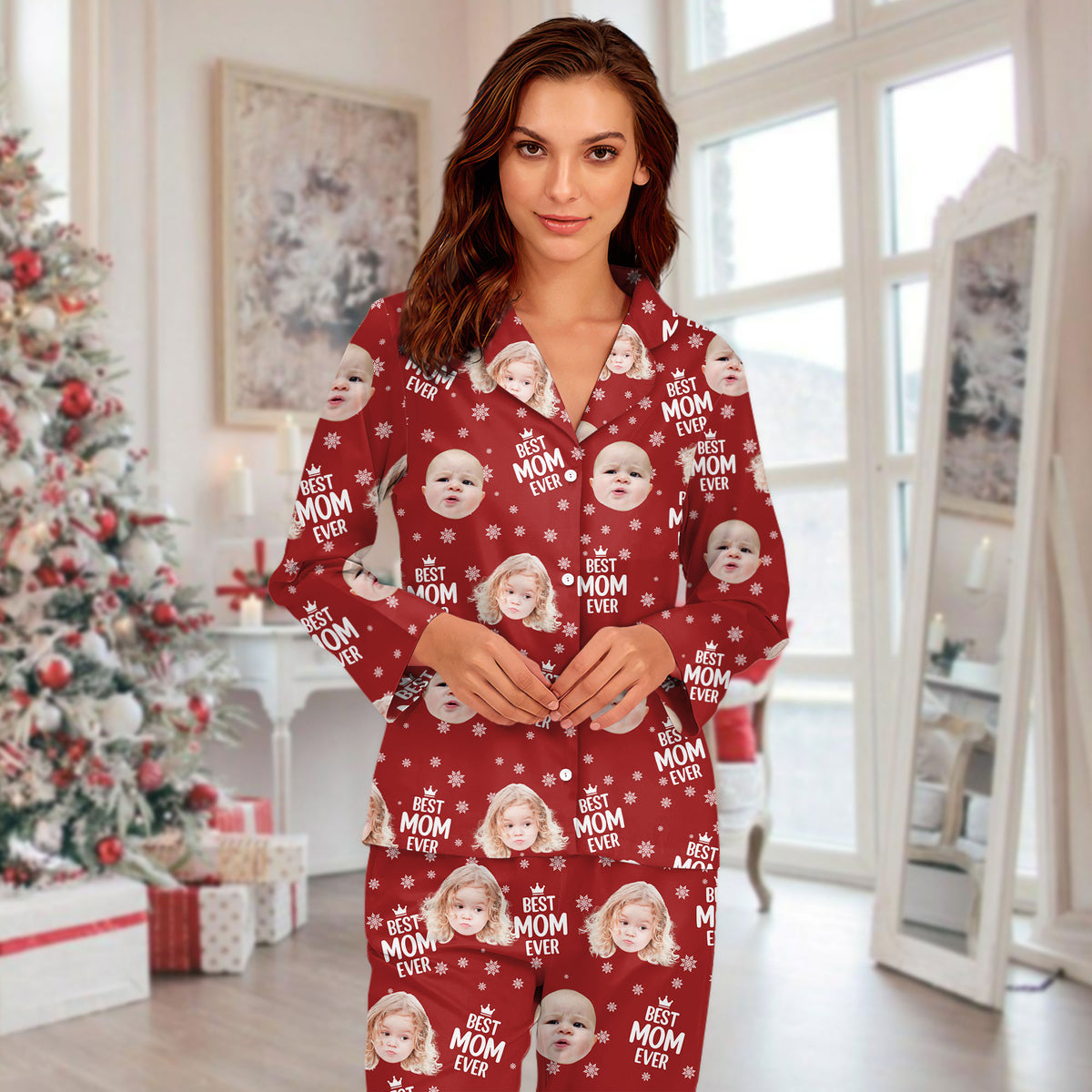 Custom Cute Photo Best Dad Ever Pattern Pajamas For Family LM32 893689