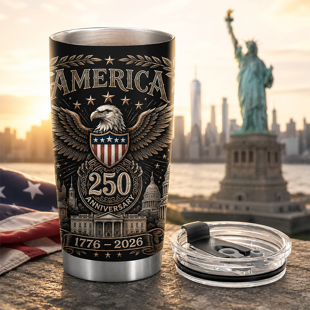 America 250th Anniversary 1776 - 2026 Patriotic Fat Tumbler HA75 921602