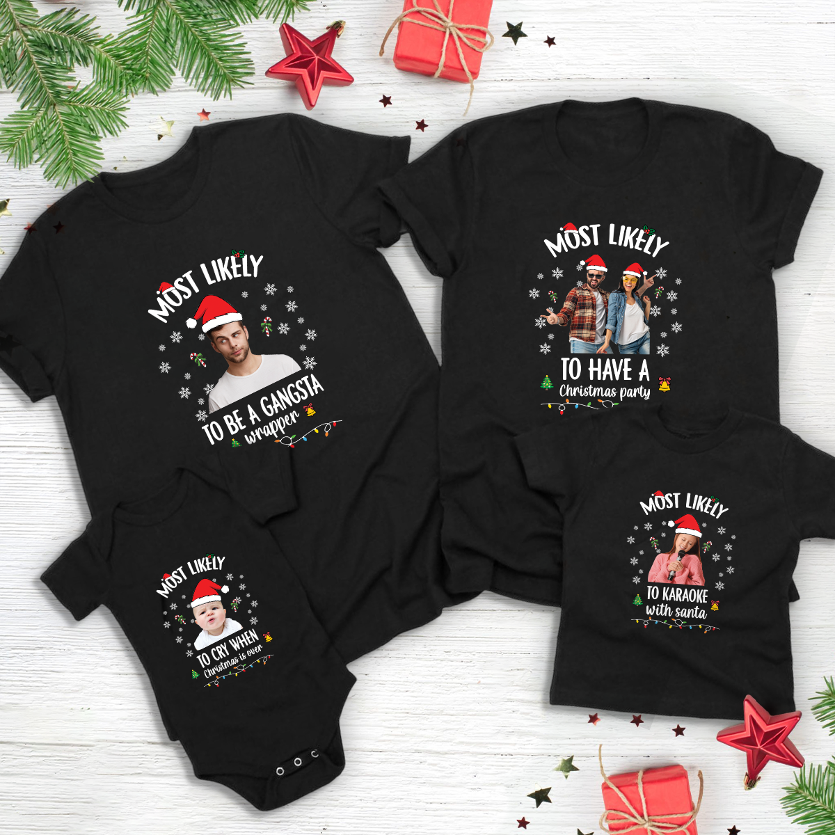 Custom Photo Santa Christmas Matching Family Shirt HO82 900410