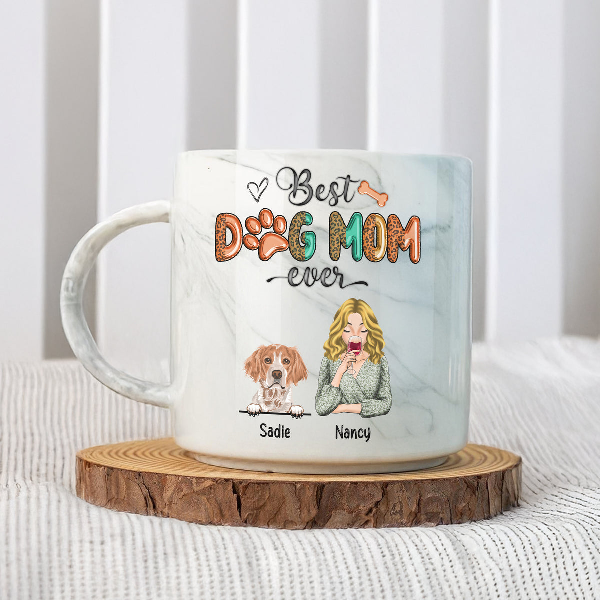 Best Dog Mom Ever Mother's Day Personalized Marble Mug TH10 892547