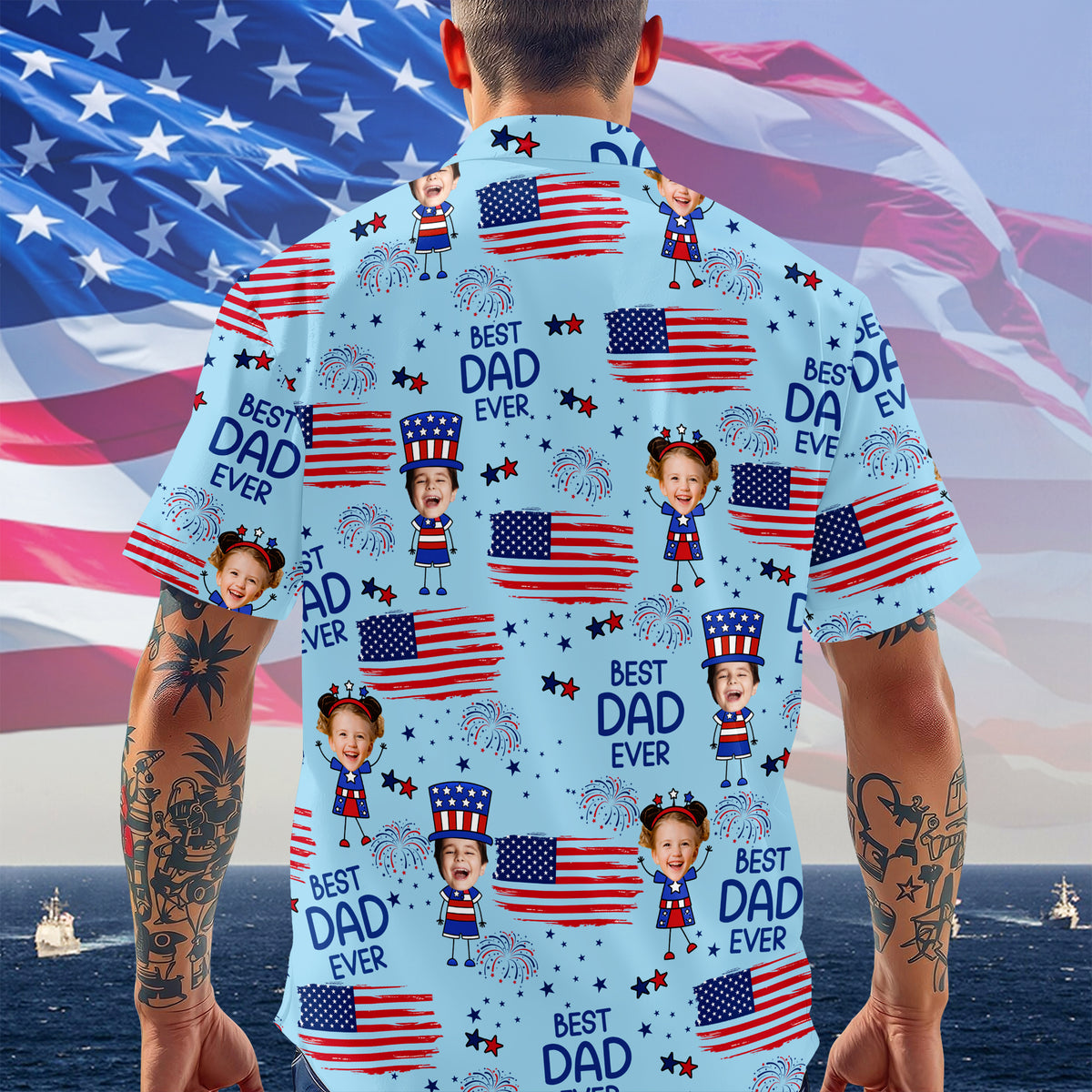 Custom Photo Best Dad Ever With American Flag Hawaii Shirt LM32 668905