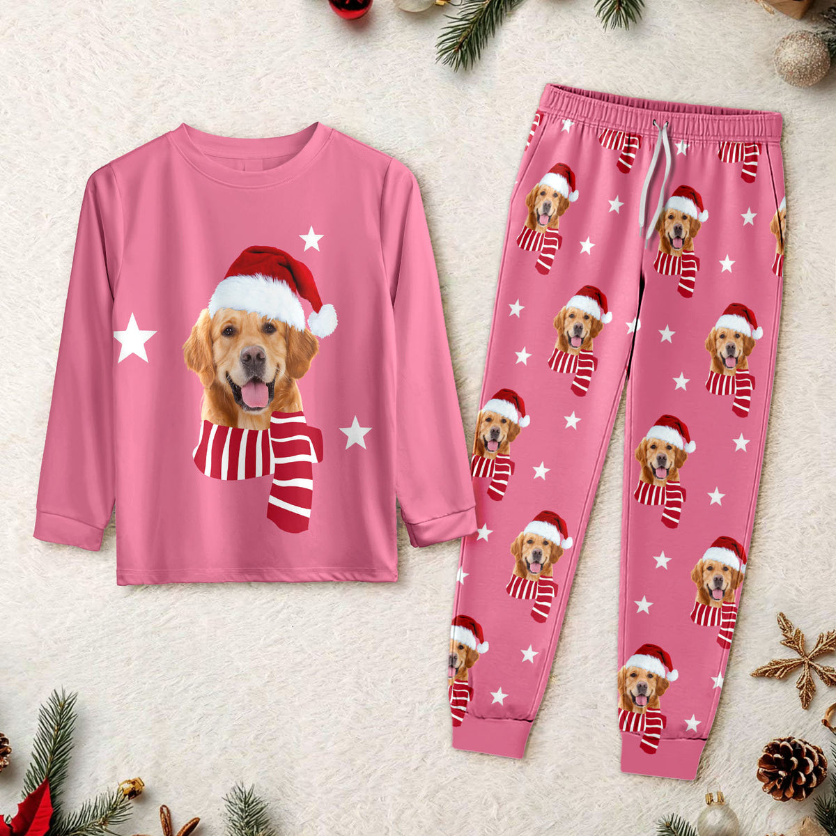 Custom Dog Christmas Photo Sleepwear Matching Clother For Dog Lovers CH07 896682