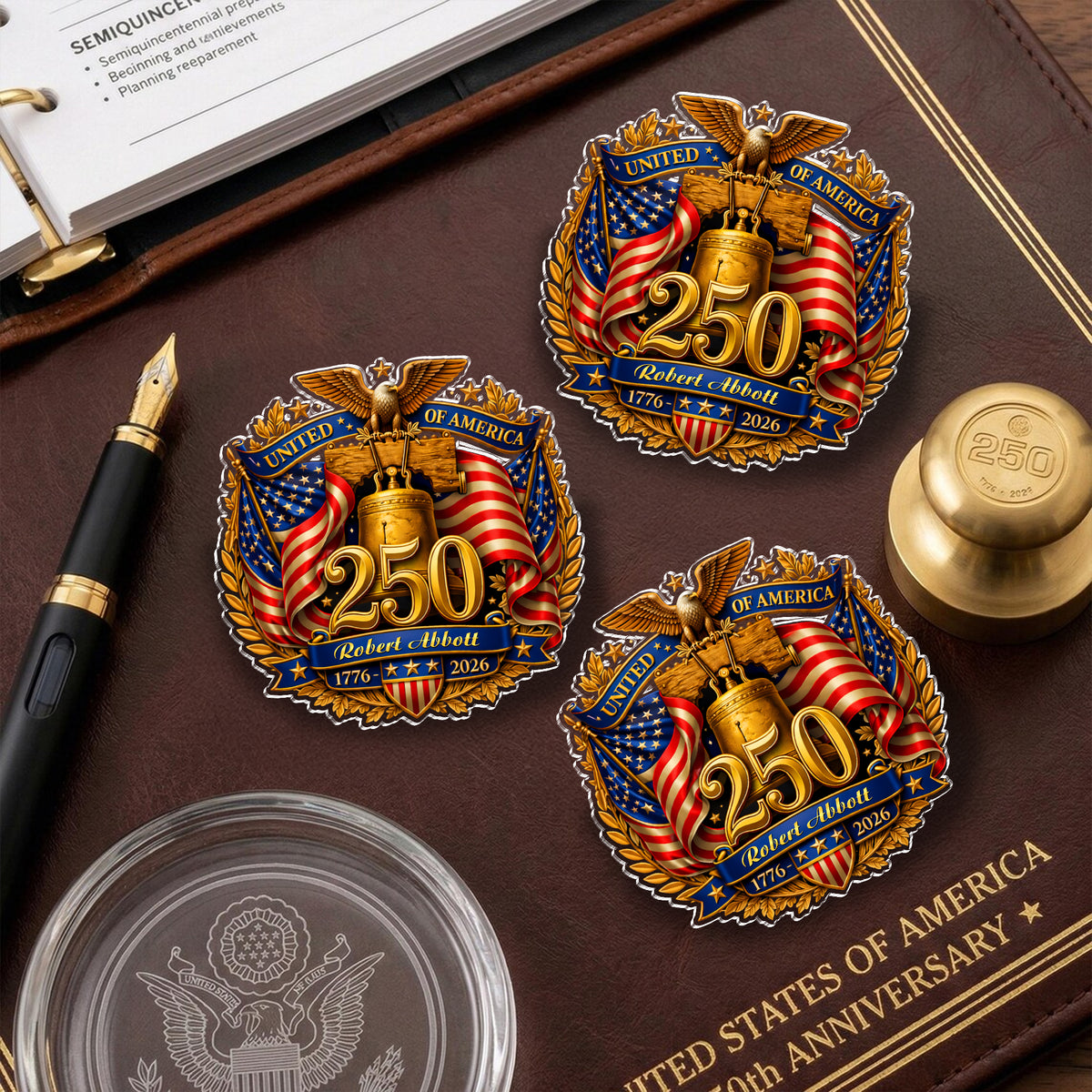 Custom Name USA 250th Anniversary Eagle Acrylic Pin HA75 920964