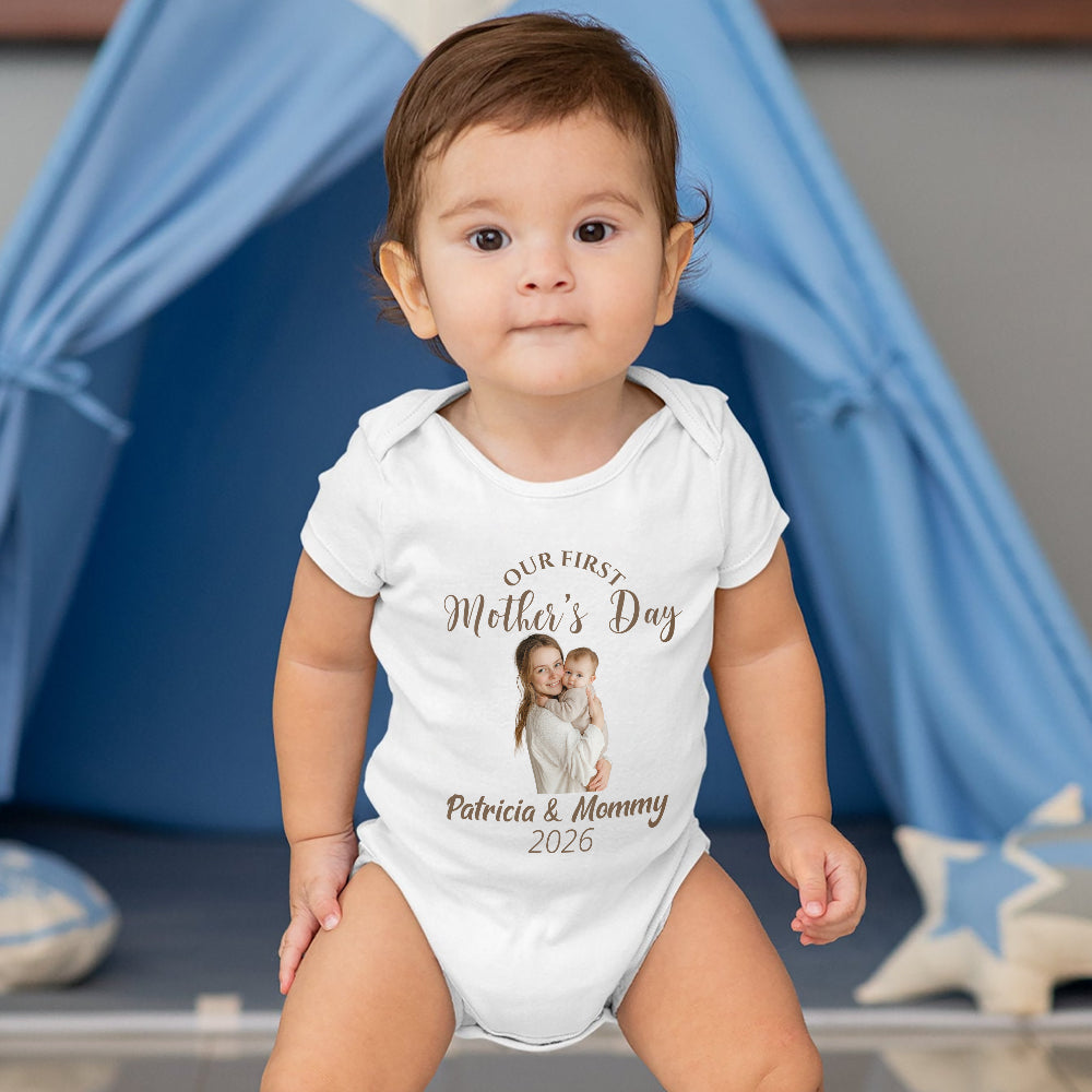 Custom Photo Our First Mother’s Day Together Baby Onesie LM32 899637