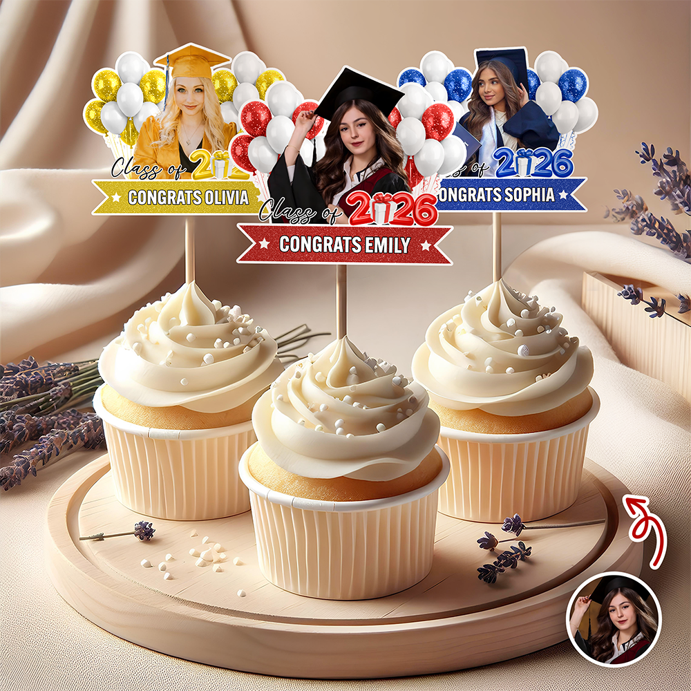 Custom Senior Photo Class Of 2026 Cupcake Topper Graduation Party CH07 910666
