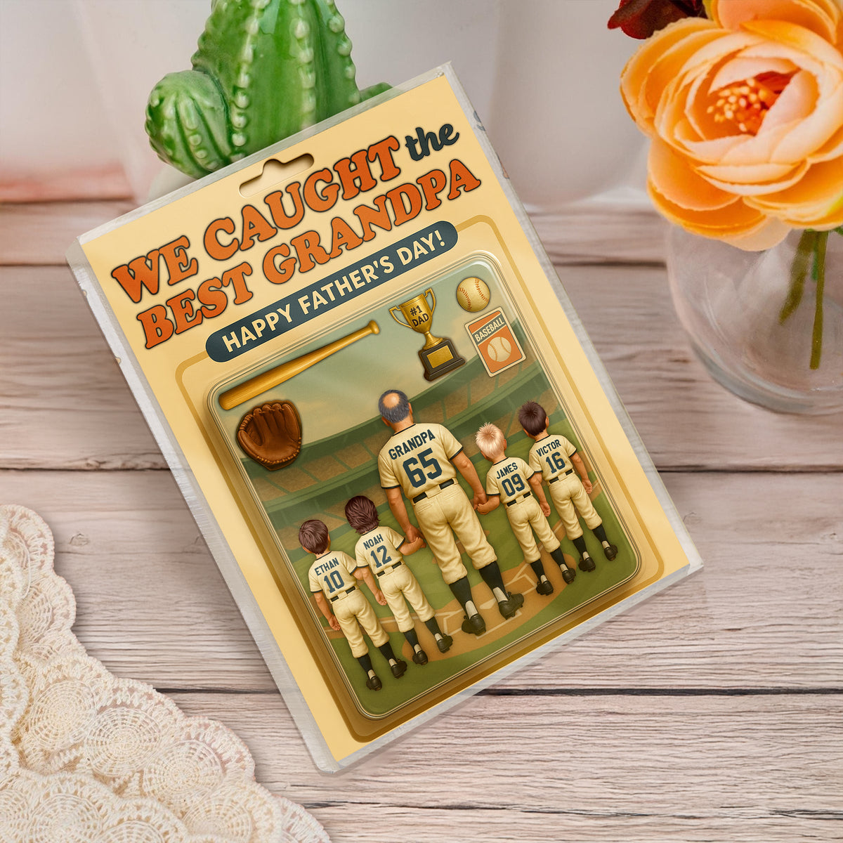 We Caught the Best Dad Baseball Figure Acrylic Block Plaque Personalized Gift For Father's Day HO82 893810
