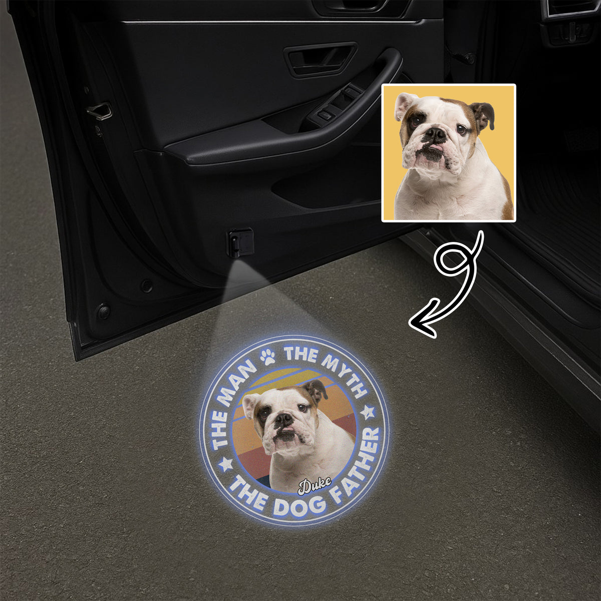 Custom Photo The Man The Myth The Dog Father Personalized Car Door Projector Light CH07 896360