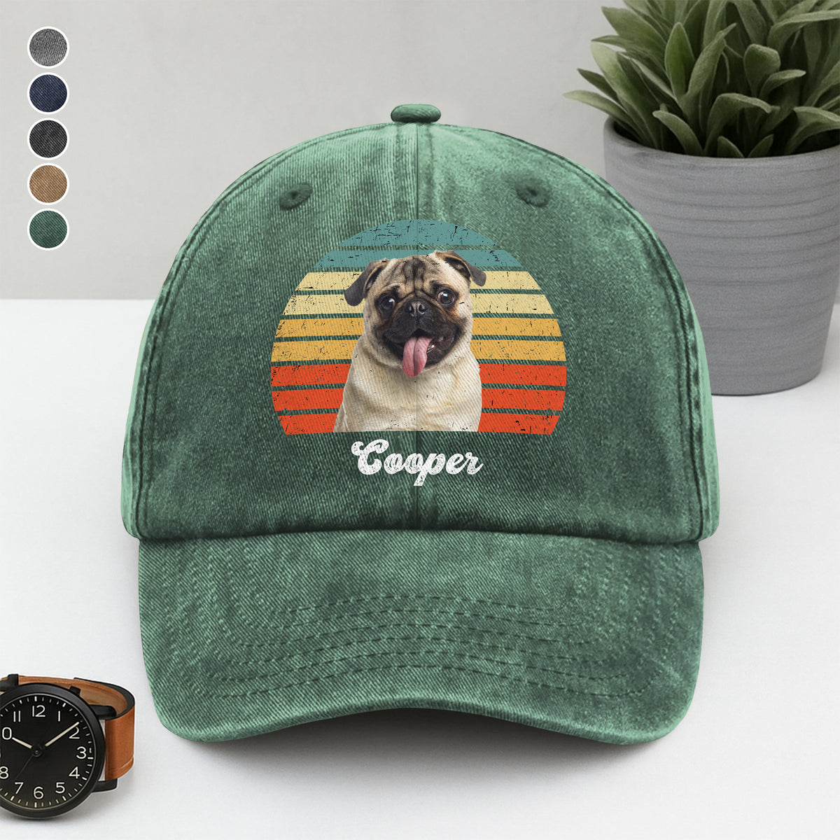 Custom Photo Dog Vintage Retro Washed Denim Baseball Cap HA75 897228