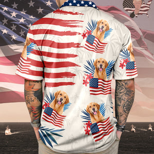 Custom Dog Cat Photo American Flag Hawaiian Shirt 4th of July Gift CH07 896110