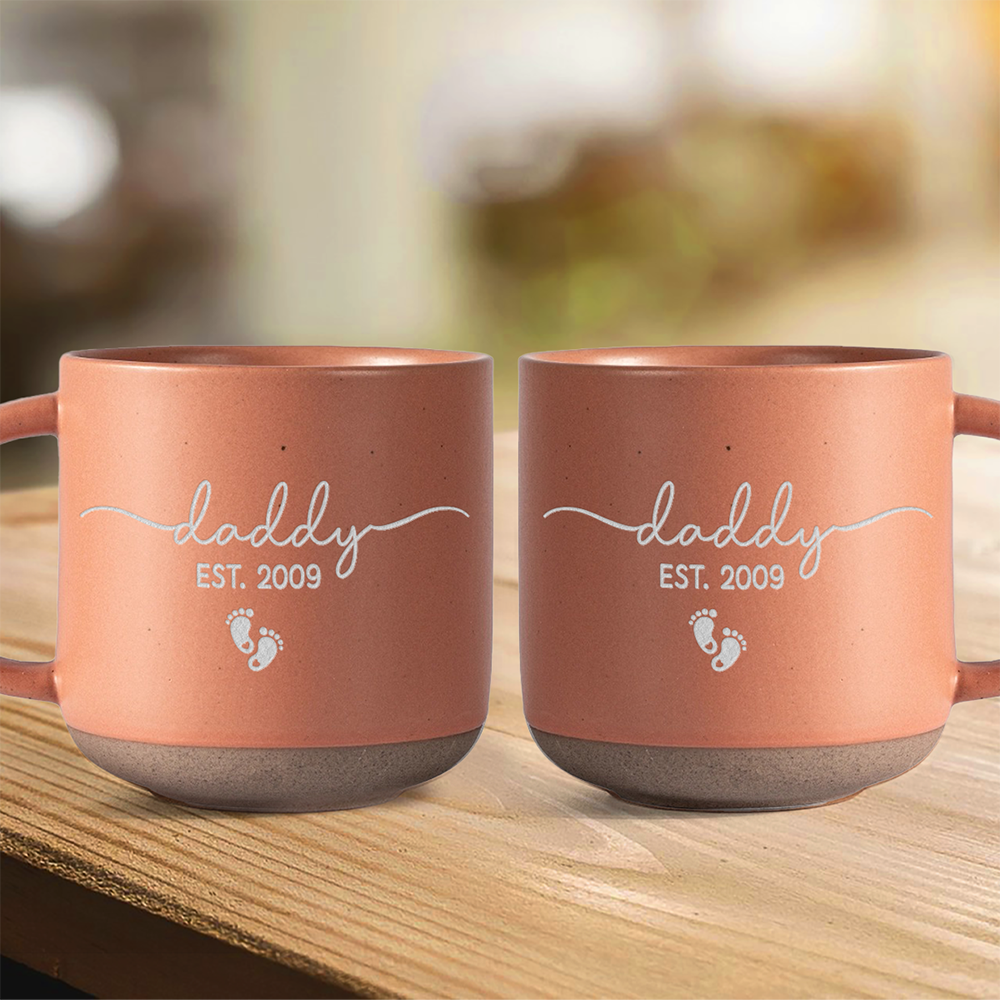 Personalized Mom Dad Est Engraved Pottery Mug - Gift for New Parents CH07 911374