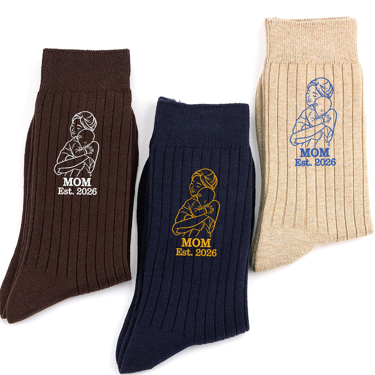 Custom Dad and Kid Outline Embroidered Socks Christmas Gift HO82 903512