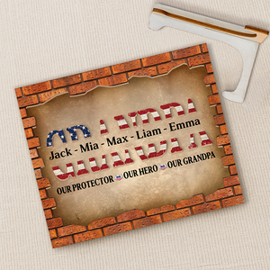 Personalized Gift For Dad American Flag and Red Brick 2-Layered Wooden Plaque With Stand LM32 893631