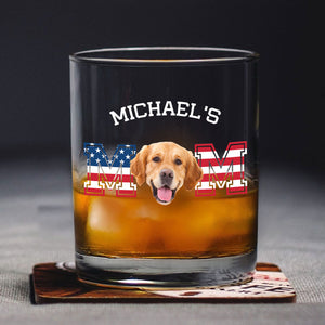 Custom Photo Dog - Dog Dad US Flag Whiskey Glass HA75 892406