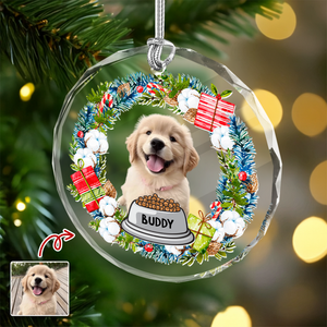 Custom Dog Photo Christmas Cirle Glass Ornament For Dog Lovers TH10 894759