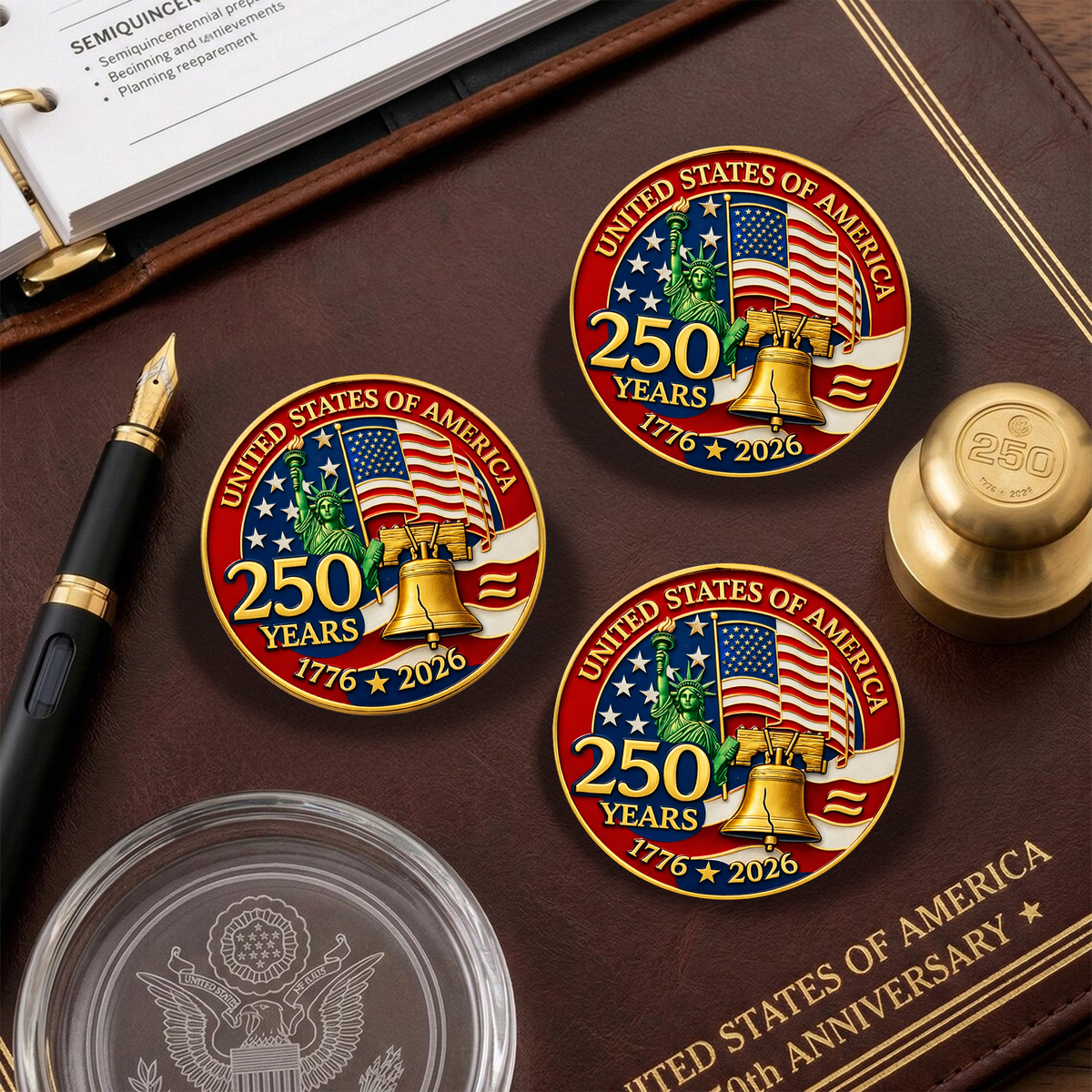 American Flag 250 Years Anniversary 1776-2026 Stainless Steel Metal Pin for Patriot's Day Independence Day LM32 899511