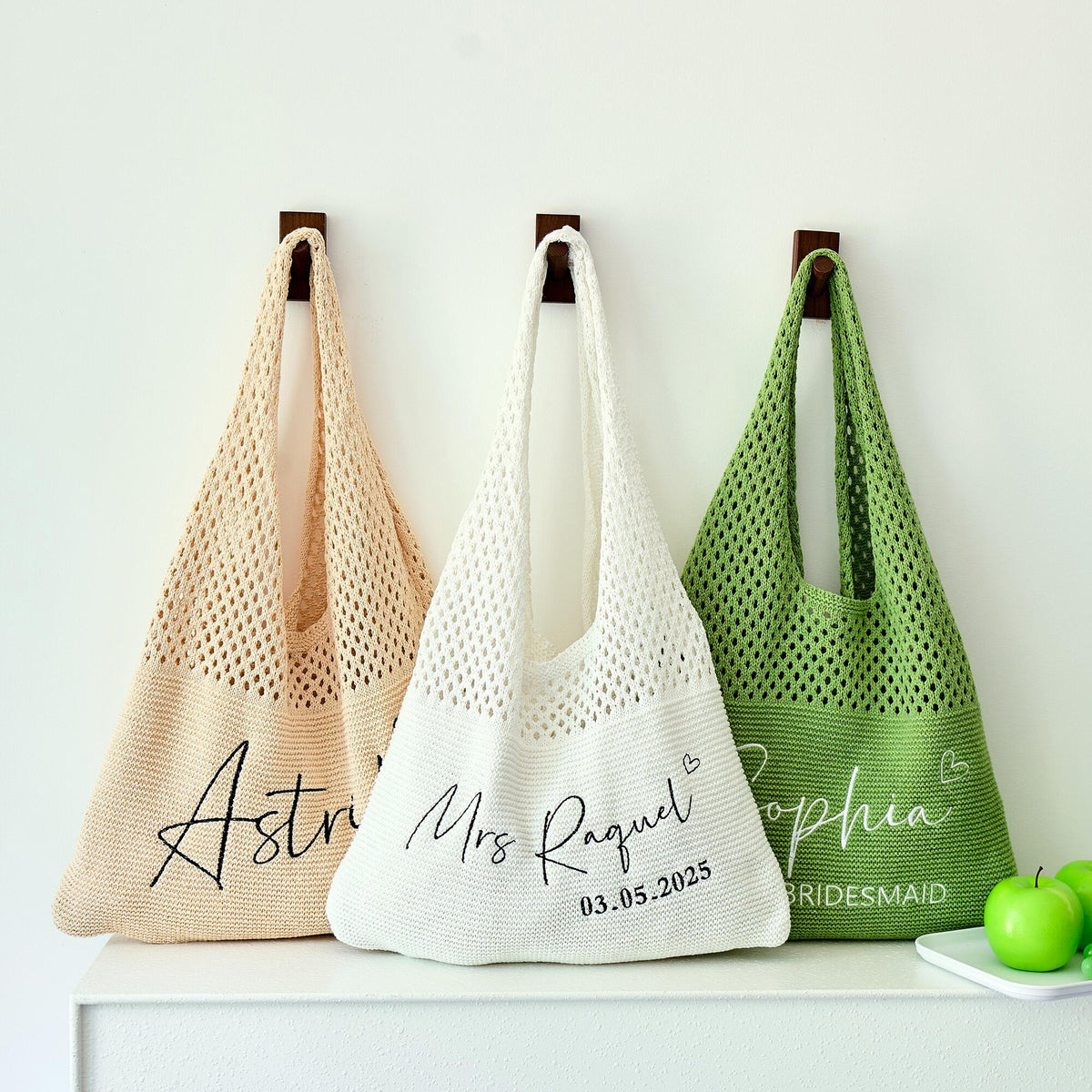 Personalized Knitted Beach Bag With Embroidered Name - Summer Gift For Women, Mother's Day, Wife, Girlfriend HO82 902008