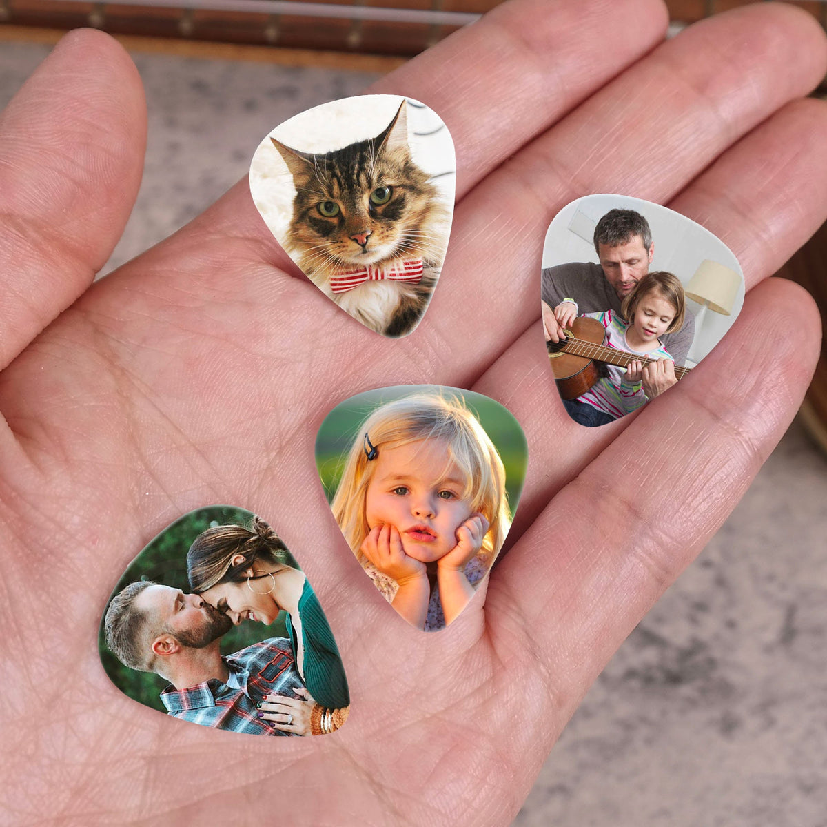 Custom Photo Wooden Guitar Picks With Case, Box Guitar Player Gift For Him Boyfriend Dad Husband LM32 897495