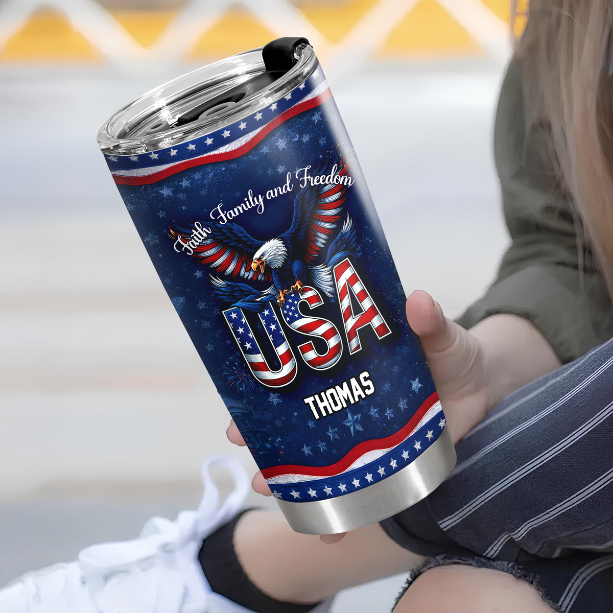 Custom Name Faith, Family & Freedom 250 Years Anniversary Fat Tumbler 1776–2026 CH07 910590
