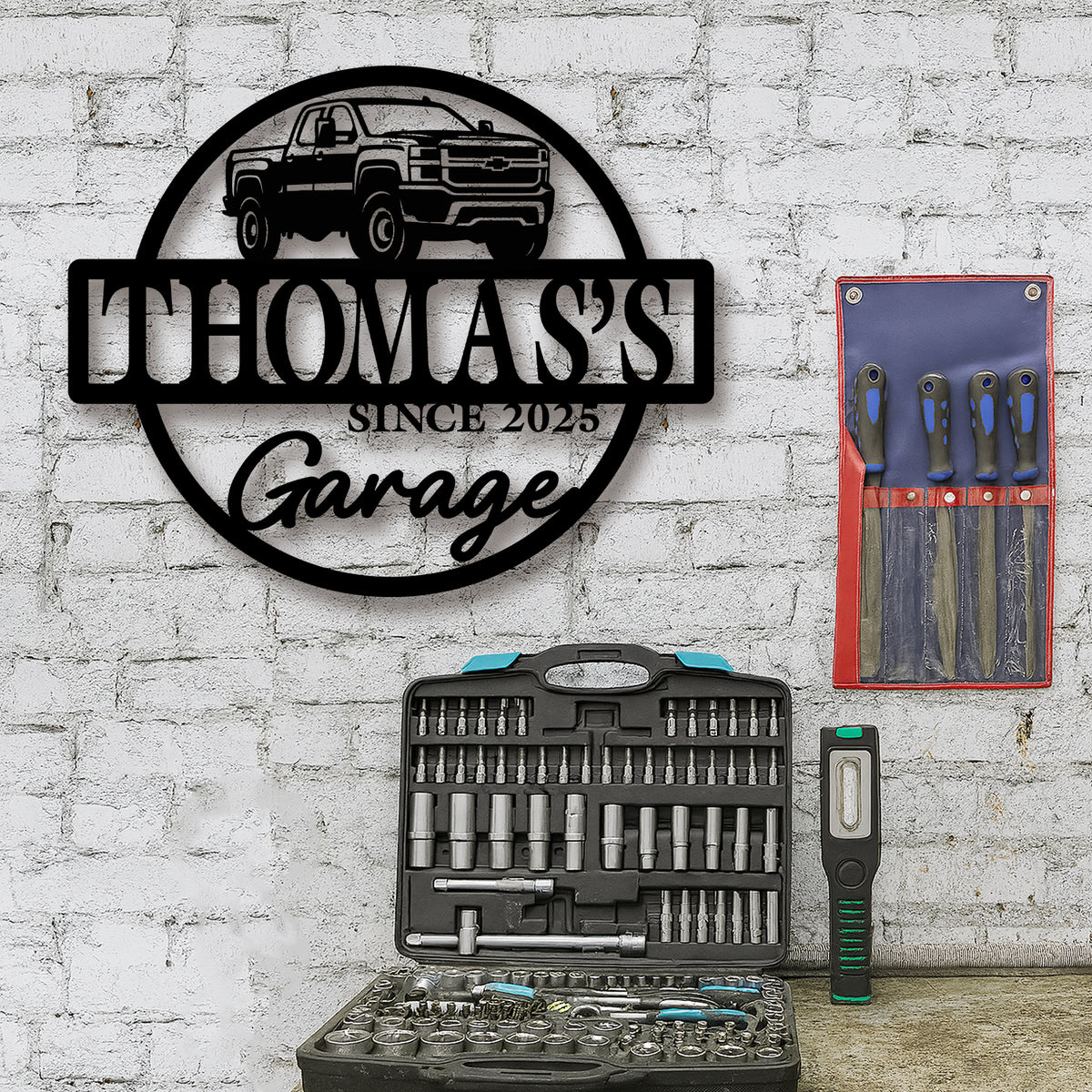 Personalized Monogram Metal Sign Custom Car Garage Sign CH07 896258