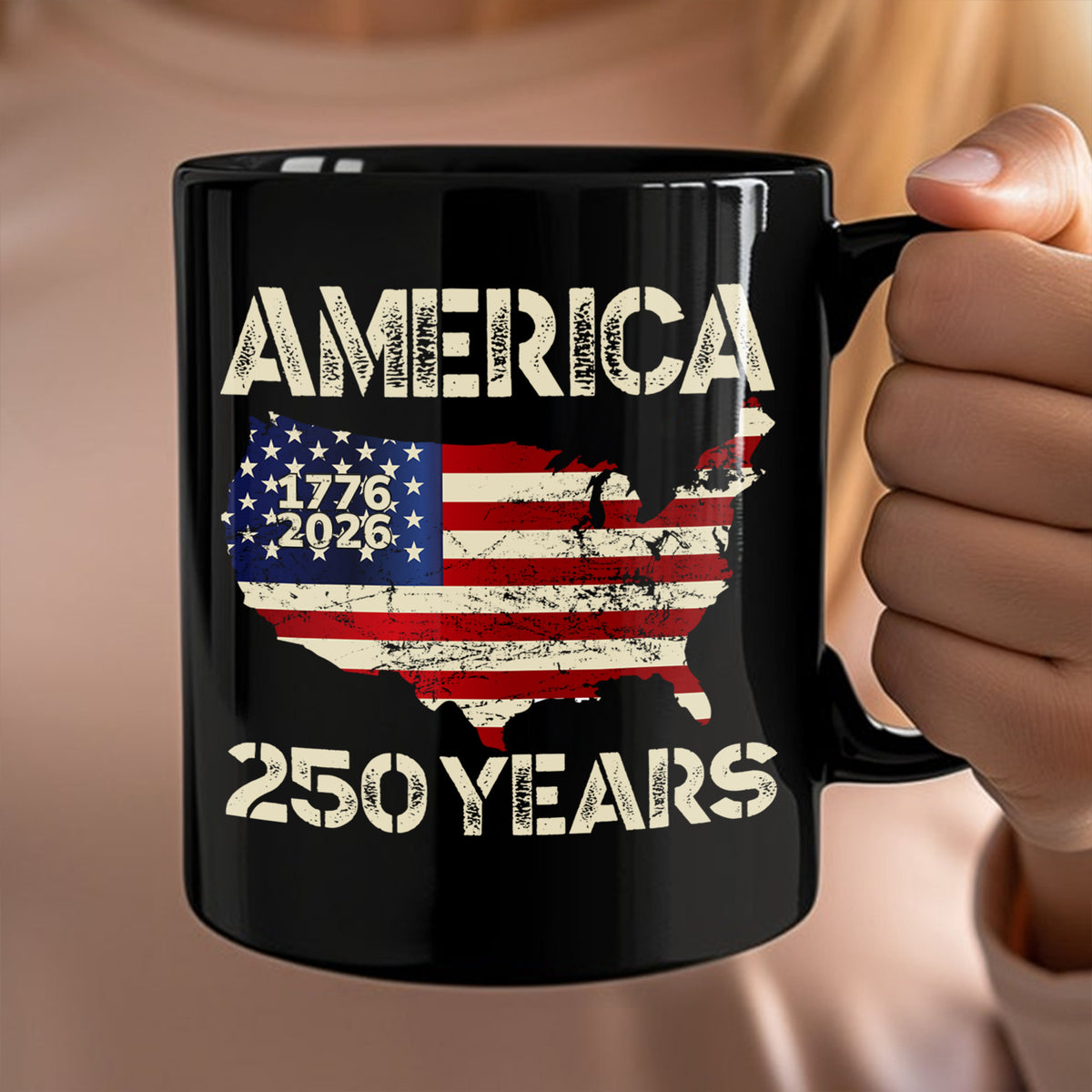 250 Years America Anniversary 250th Independence Day Black Mug HA75 897354
