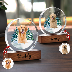 Custom Pet Photo Christmas - Personalized Round Acrylic Frame Block TH10 894407