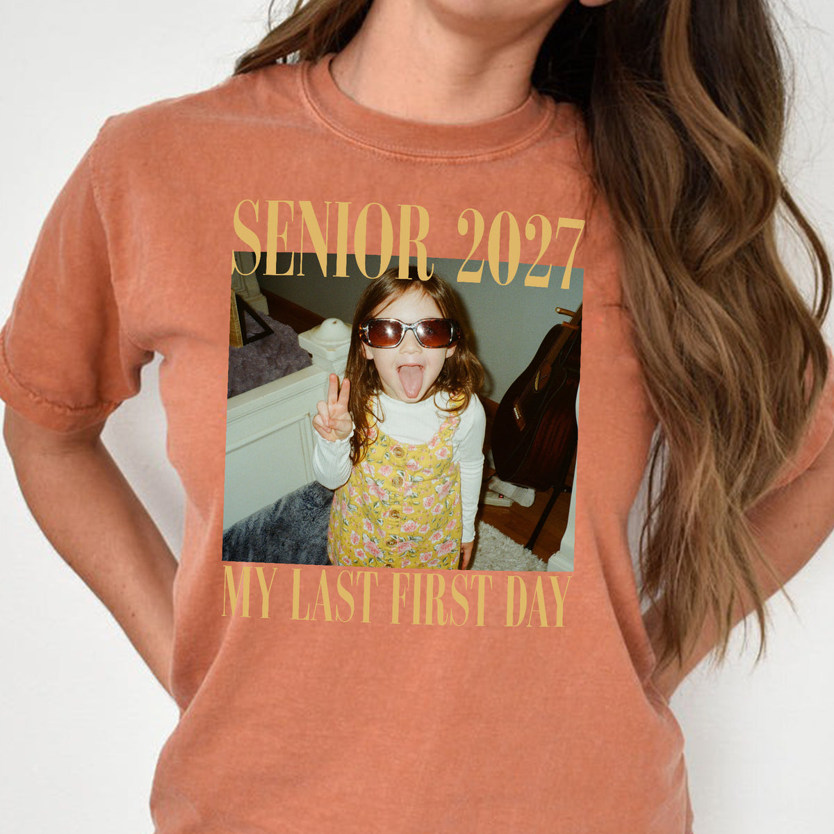 Custom Childhood Photo Retro Senior 2027 - My Last First Day Comfort Shirt HA75 922056