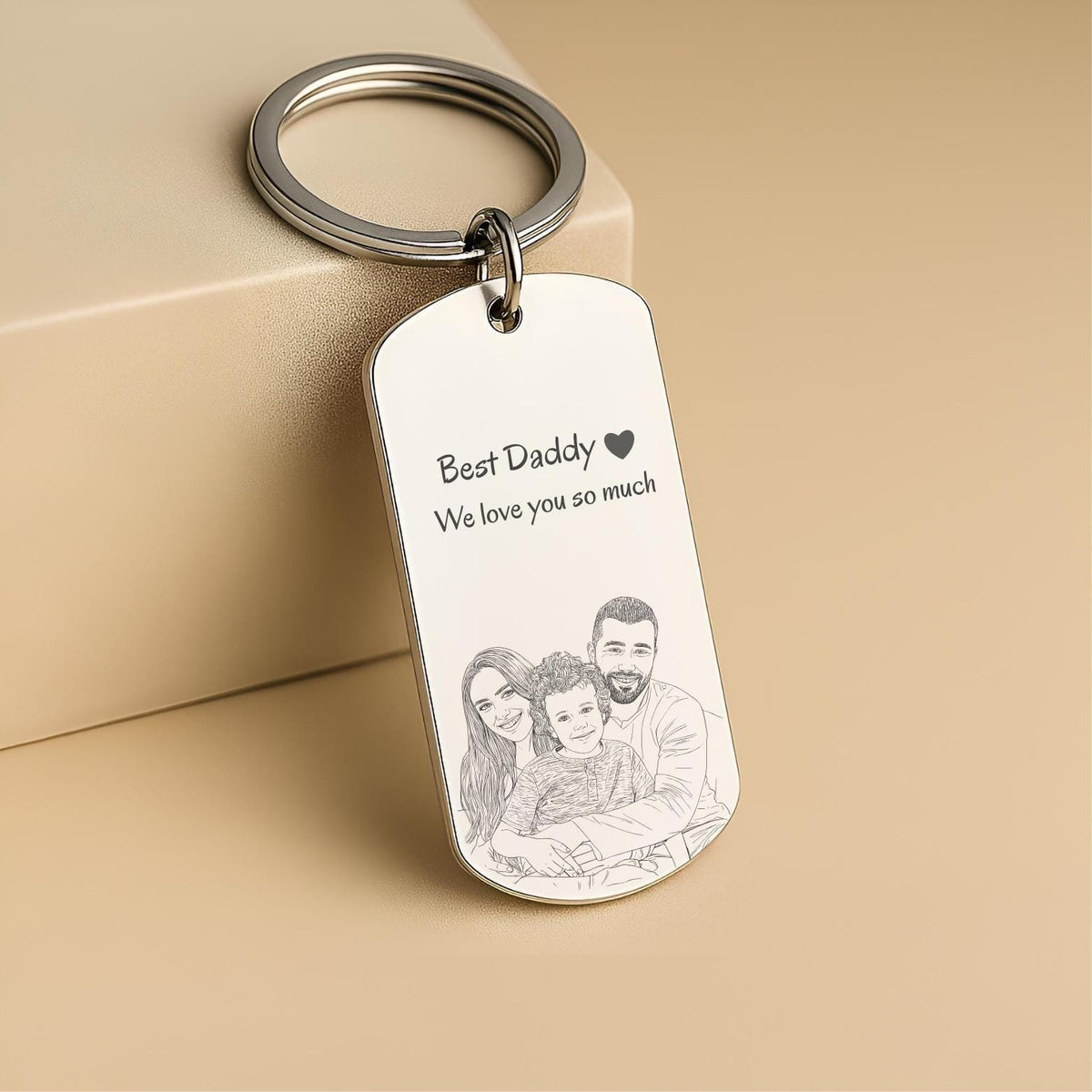 Custom Photo Sketch Metal Keychain -  Father's Day Gift For Dad LM32 669125