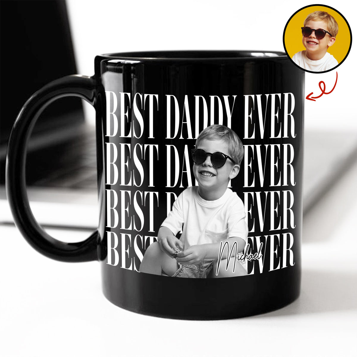 Personalized Vintage Photo Best Dad Mom Ever Black Mug Gift For Father's Day HA75 921432