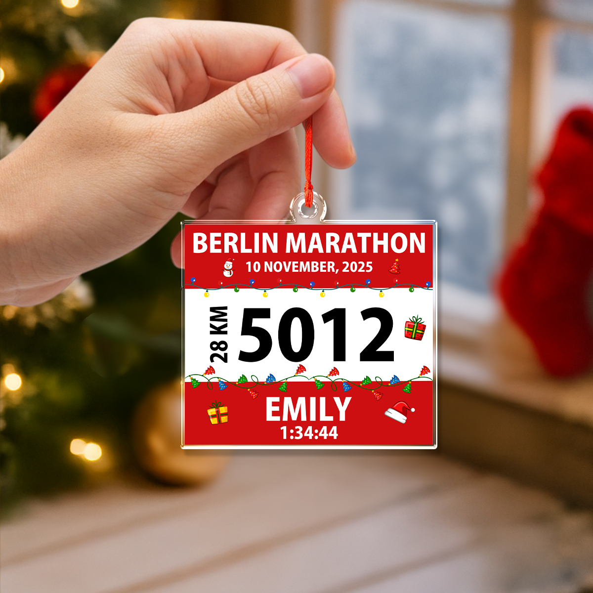 Personalized Race Bib Christmas Acrylic Ornament Gift for Marathon Lovers HO82 900644