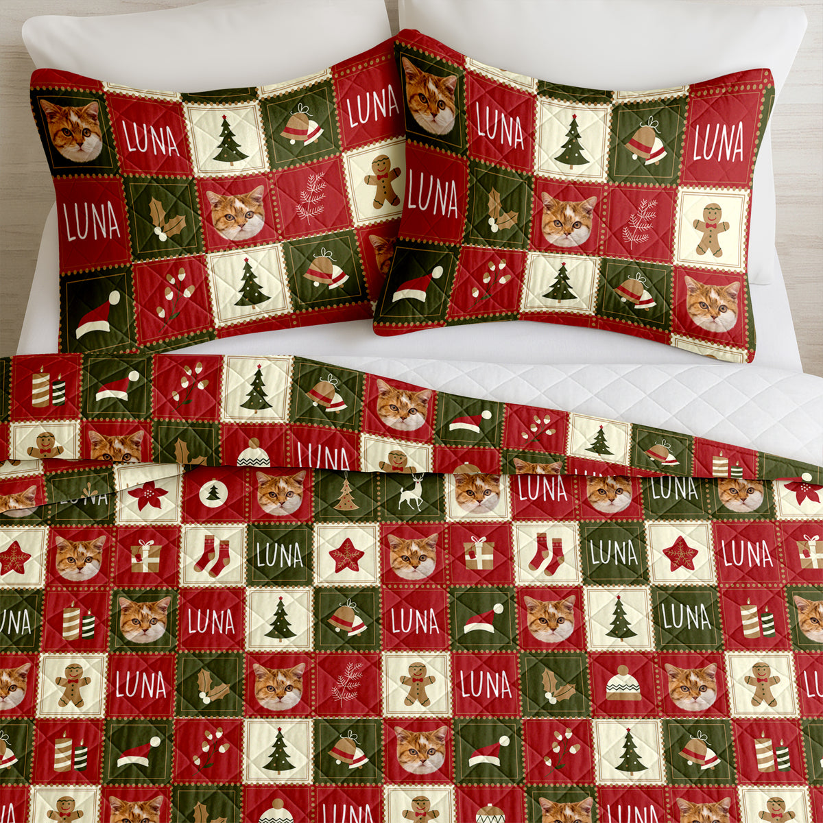 Custom Photo Christmas Icon Dog Cat Quilt Bedding Set HA75 898238