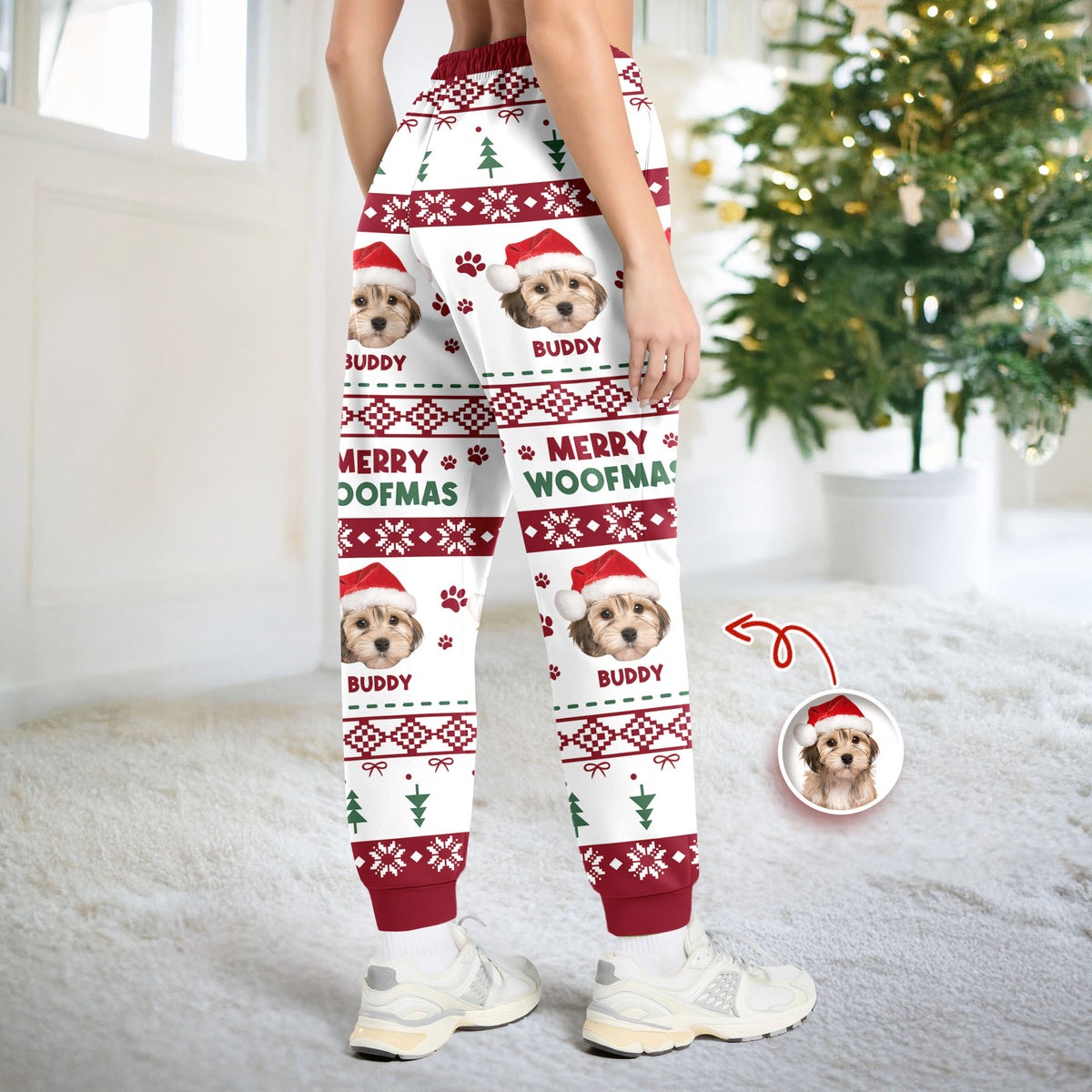 Custom Pet Photo With Festive Ugly Patterns - Personalized Sweatpants CH07 899502