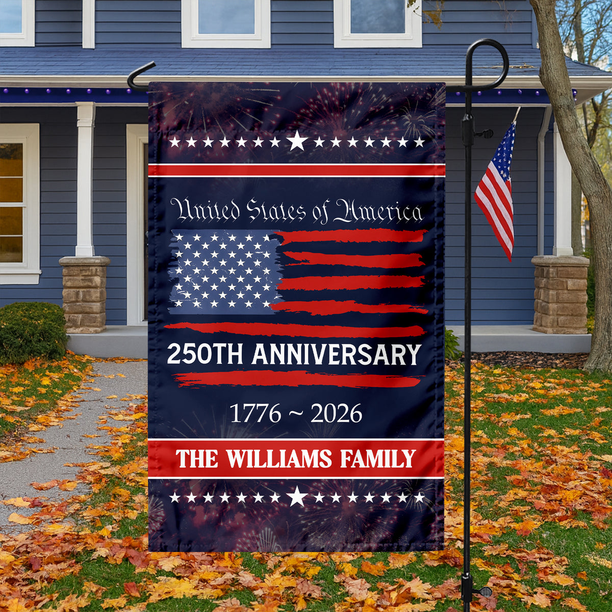 Custom Family Name USA 250th Anniversary Garden Flag TH10 898287