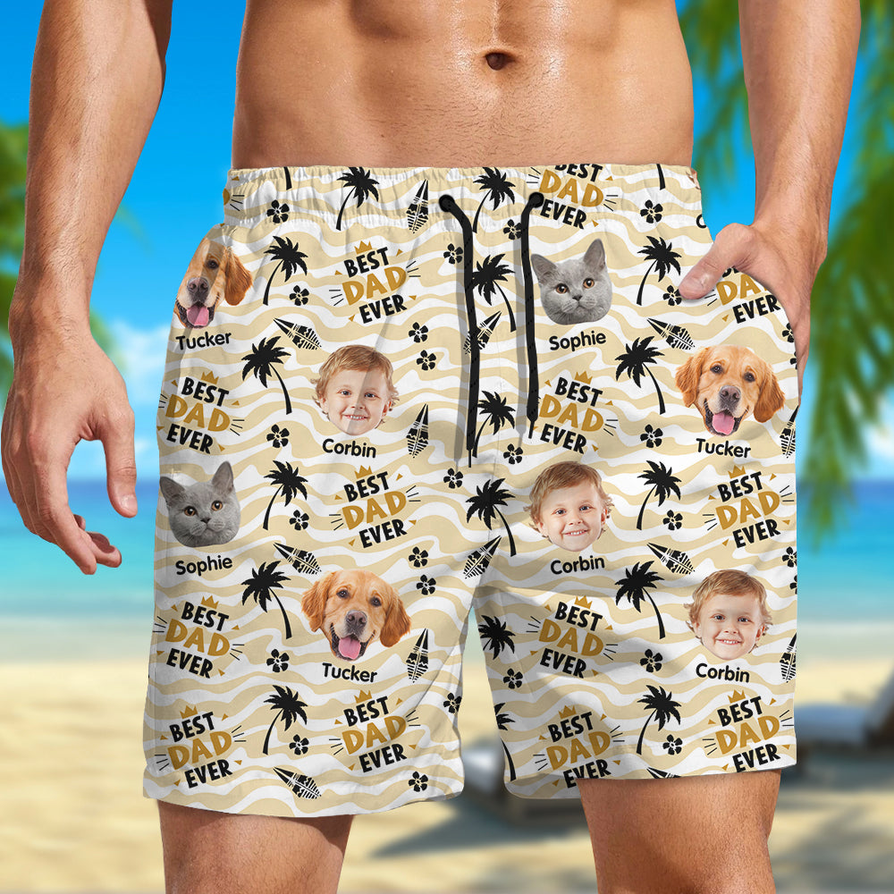 Custom Photo Stick Figures Best Dad Grandpa Ever Beach Short LM32 893713