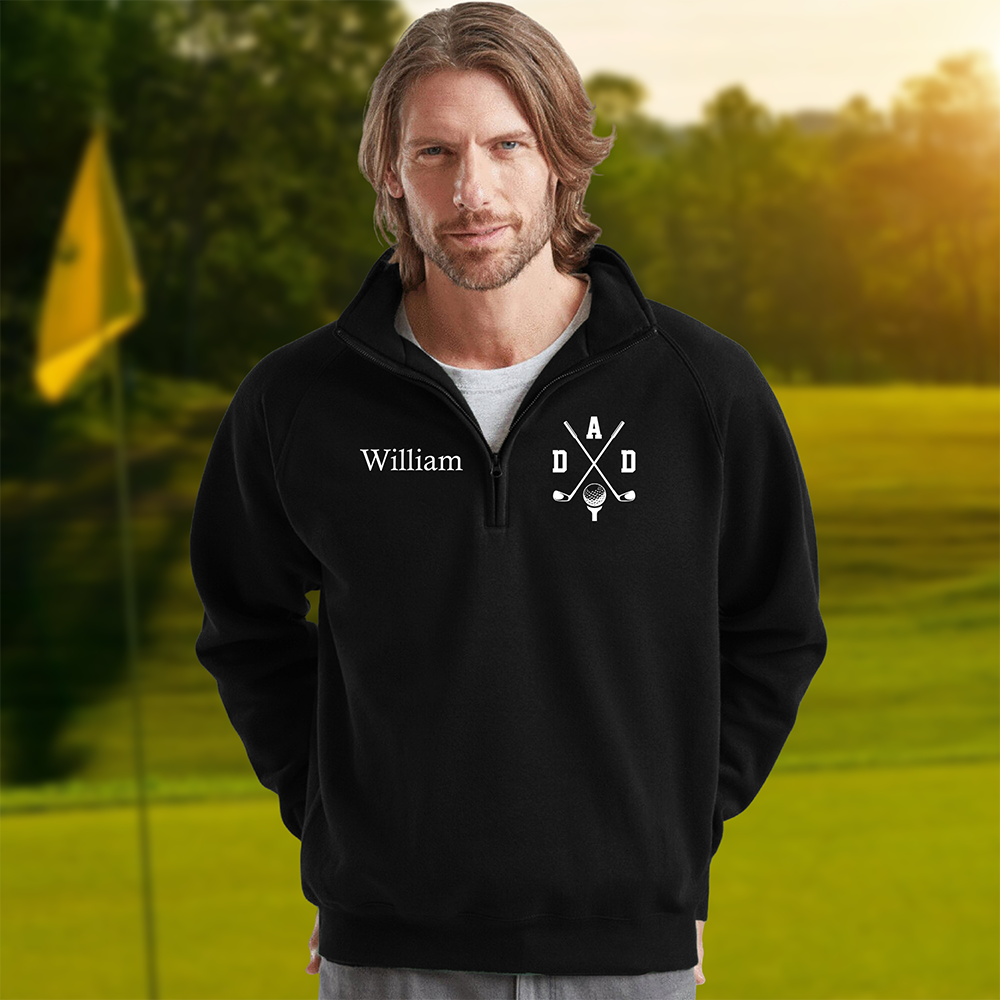 Personalized Golf Dad Printed Quarter Zip, Custom Name Printed Golf Pullover for Dads TH10 898157