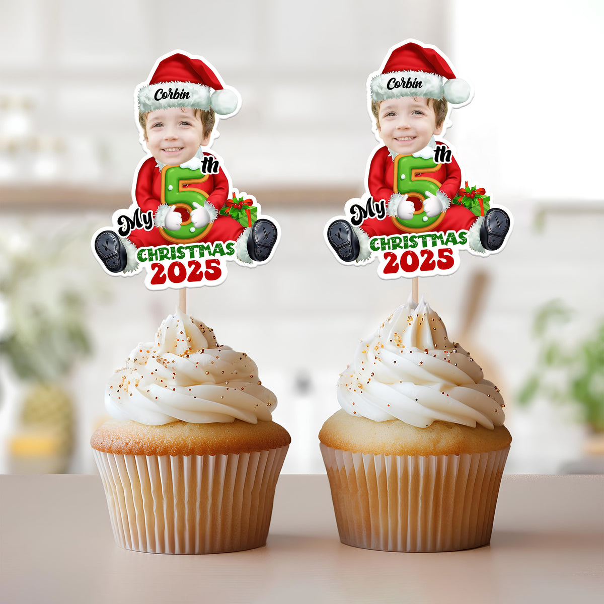 Custom Photo Santa Baby Christmas Cupcake Toppers LM32 893913